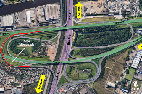 Manutenção no pavimento restringe alça da Freeway, em Porto Alegre (RS)