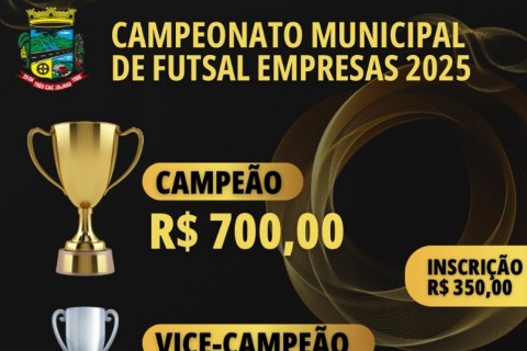 Campeonato municipal de futsal empresas 2025 abre inscrições com premiação atrativa
