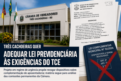Projeto em regime de urgência busca adequar lei previdenciária de Três Cachoeiras às exigências do Tribunal de Contas