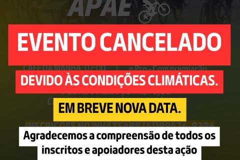 Pedal Solidário em apoio à APAE é adiado devido ao clima