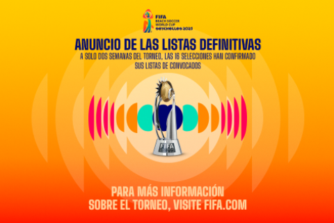 As listas de convocados para a Copa do Mundo de Beach Soccer da FIFA Seychelles 2025™ foram confirmadas.