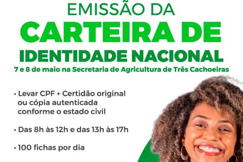 Moradores de Três Cachoeiras, Itati e Três Forquilhas poderão emitir a nova Carteira de Identidade em ação gratuita nos dias 7 e 8 de maio