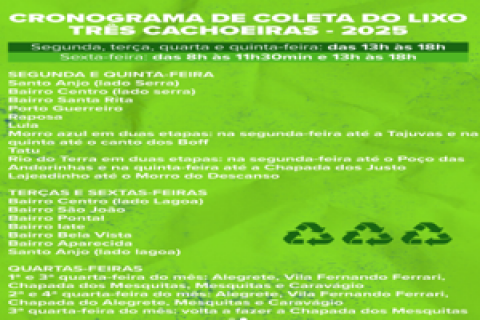 Governo de Três Cachoeiras lança novo cronograma da coleta de lixo após falhas no serviço