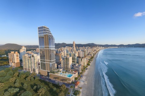 Em ritmo acelerado, prédio de alto luxo em Itapema tem 50% da estrutura concluída