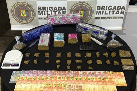 Brigada Militar apreende 4,5 quilos de maconha em Torres