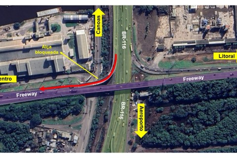 Serviços de manutenção restringem fluxo em alça da Freeway