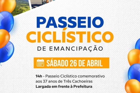 Três Cachoeiras celebra 37 anos: passeio ciclístico e inauguração de elevador na prefeitura