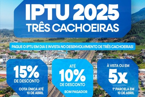 O IPTU 2025 já está disponível para emissão no site da prefeitura, ou presencialmente no setor de Arrecadação e Tributos.