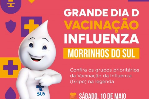 Neste sábado, 10 de maio, tem Dia D de vacinação contra a gripe em Morrinhos do Sul