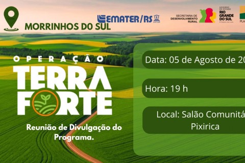 Pixirica recebe reunião do programa Operação Terra Forte nesta terça-feira