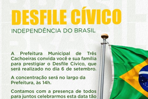 Três Cachoeiras realiza Desfile Cívico em 6 de setembro