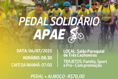 Pedal Solidário em apoio à APAE será dia 6 de julho